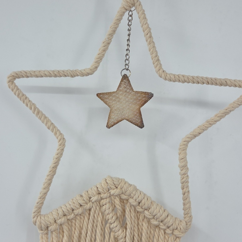 Bohemian Macrame Moon And Star Wall Art With Lights (Minor Assembly Required) - Picture 13 of 16
